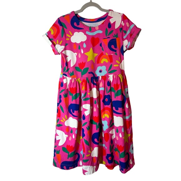 Mini Boden Other - Mini Boden Pink Multi-Color Print Shape Knit Cotton Dress 11-12Y 152 CM